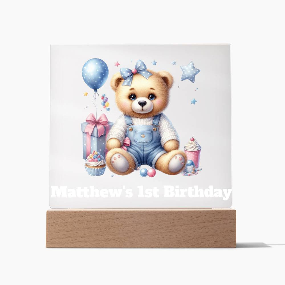 Teddy Bear Lighted Birthday Sign or Nightlight-[product type]