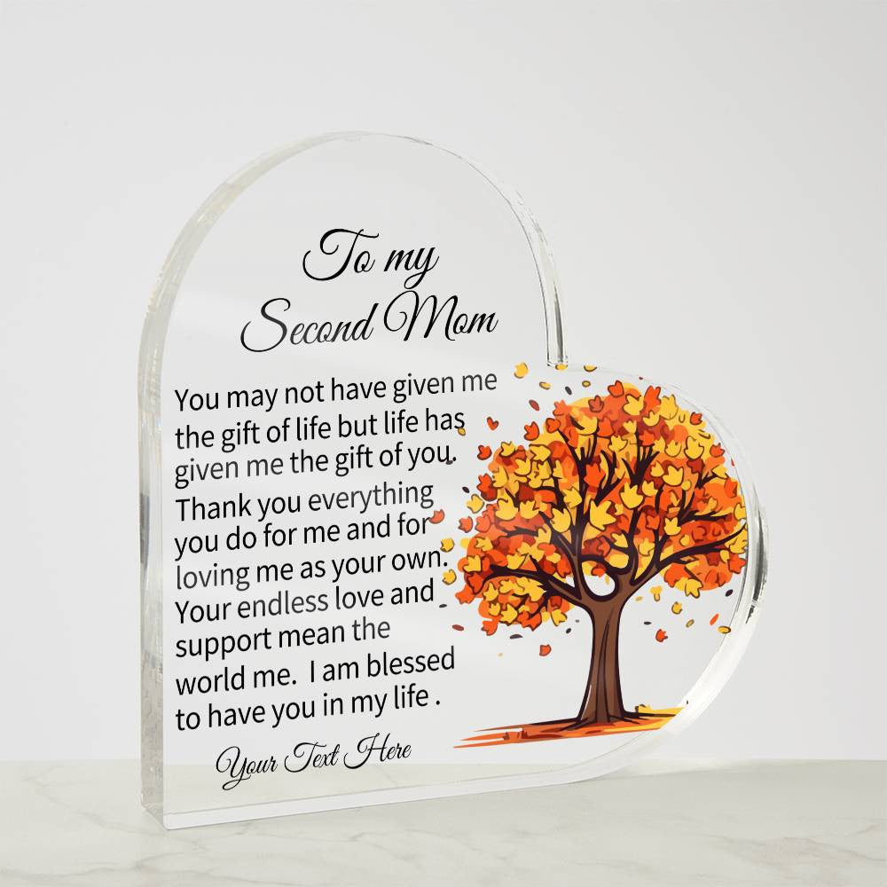 To My Second Mom Acrylic Heart Plaque-[product type]