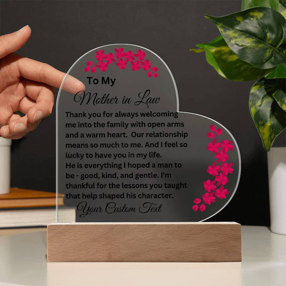 Mother in Law Acrylic Heart Plaque-[product type]