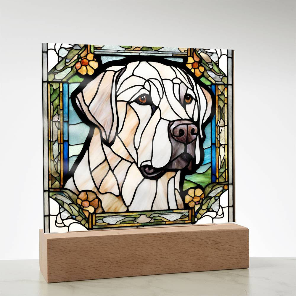 Cute Labrador retriever Acrylic Plaque, Lab Mom Gift, Housewarming gift for pet owner, Faux stained glass bedside lamp, Labdrador Decor, Birthday gift for lab Mom Labrador Lover-[product type]