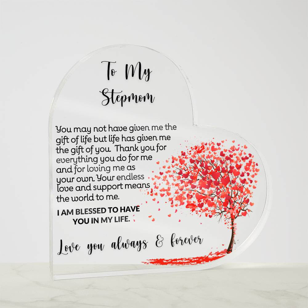 To My Stepmom Acrylic Heart Gift-[product type]