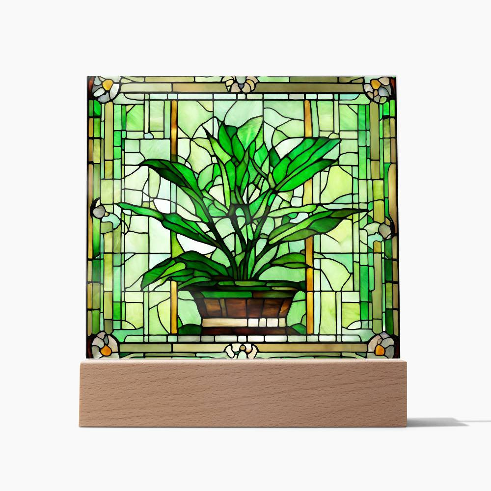 Succulent Plant Faux Stained Glass Acrylic Plaque-[Heartfelt Family Gift]