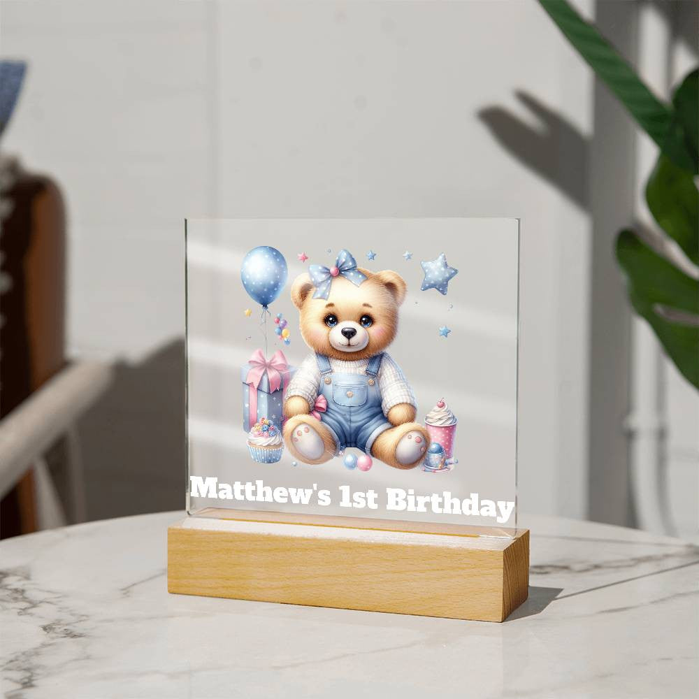 Teddy Bear Lighted Birthday Sign or Nightlight-[product type]