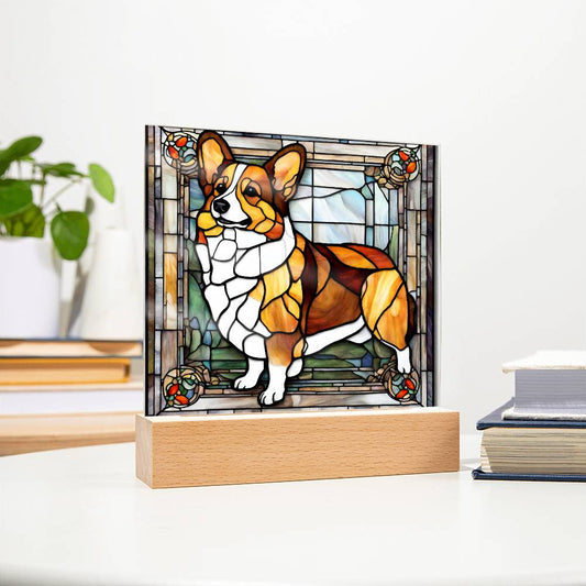 Corgi Dog Light Box Acrylic Plaque, Corgi Dog Decor, Faux Stained Glass, Gift for Corgi Mom, Gift for Corgi lover, Welsh Corgi Decoration, Dog Gift, Housewarming Gifts-[product type]