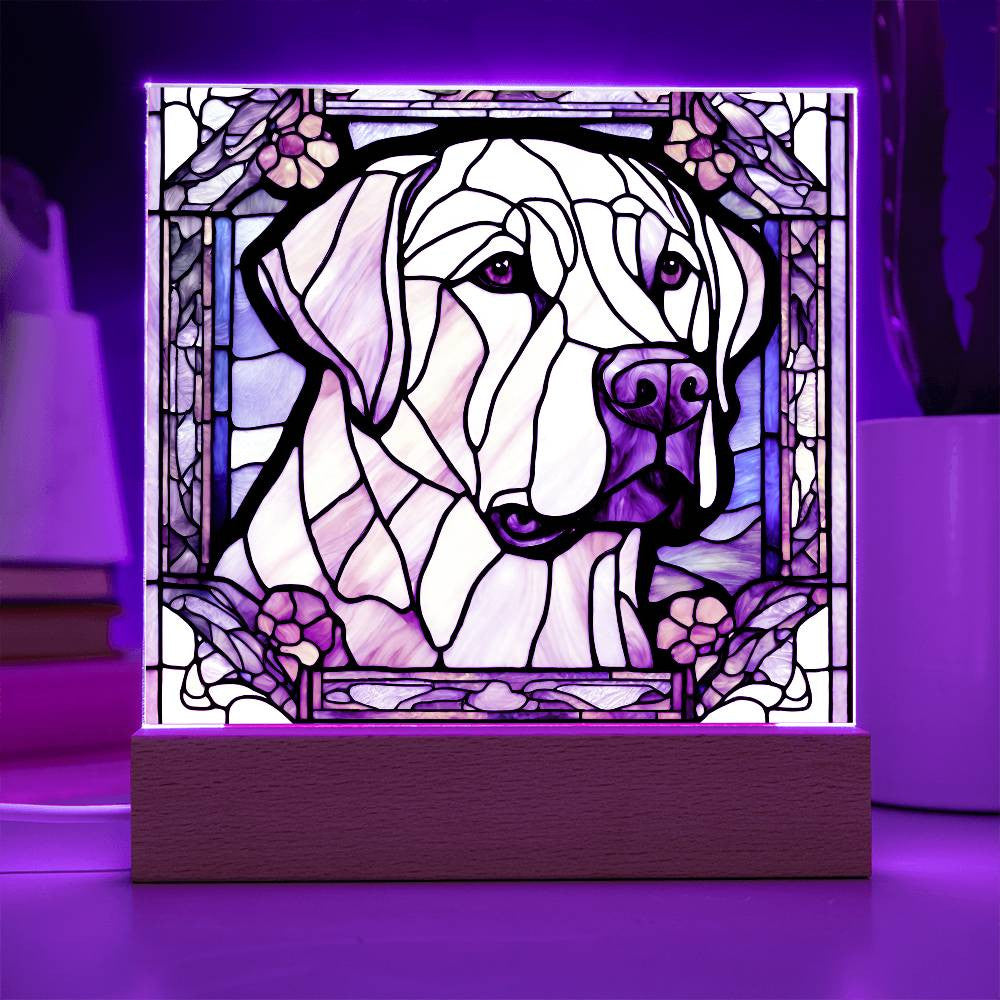 Cute Labrador retriever Acrylic Plaque, Lab Mom Gift, Housewarming gift for pet owner, Faux stained glass bedside lamp, Labdrador Decor, Birthday gift for lab Mom Labrador Lover-[product type]