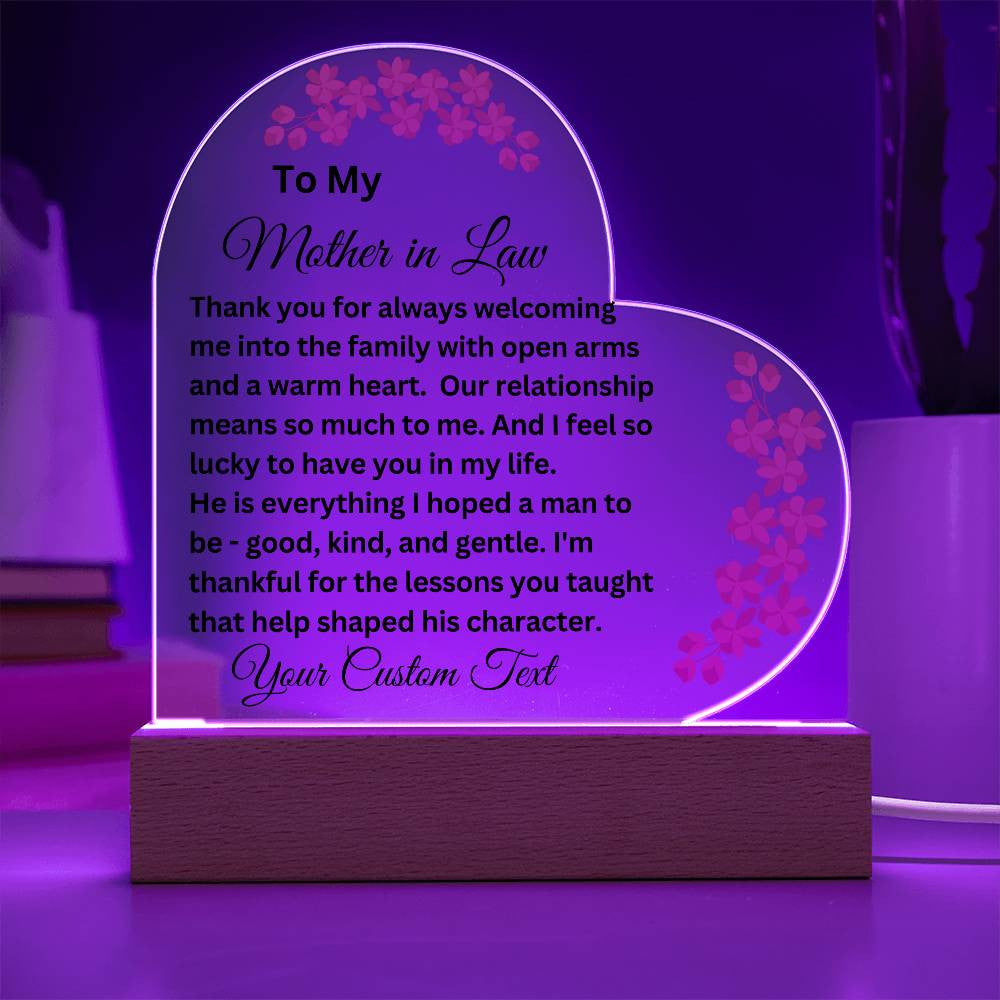 Mother in Law Acrylic Heart Plaque-[product type]