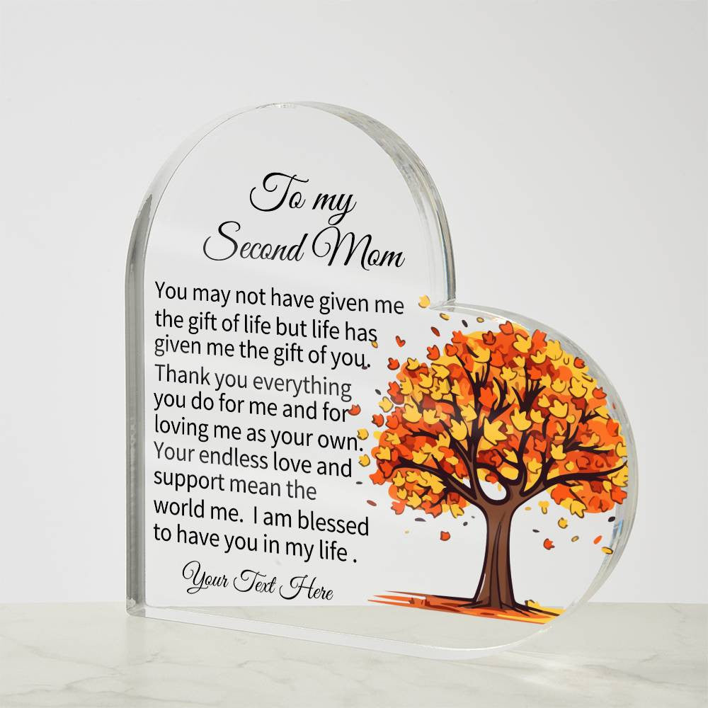 To My Second Mom Acrylic Heart Plaque-[product type]