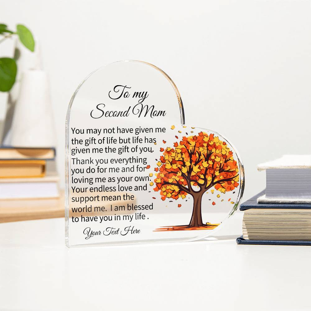 To My Second Mom Acrylic Heart Plaque-[product type]