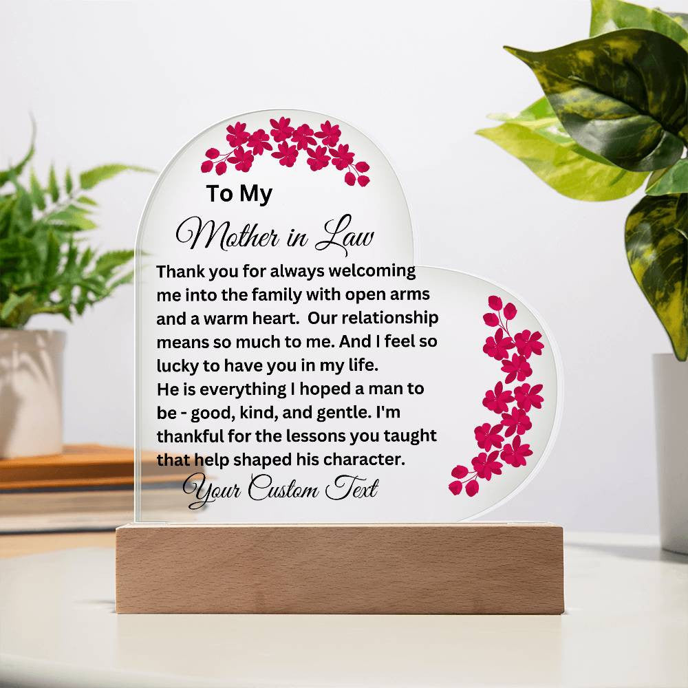 Mother in Law Acrylic Heart Plaque-[product type]