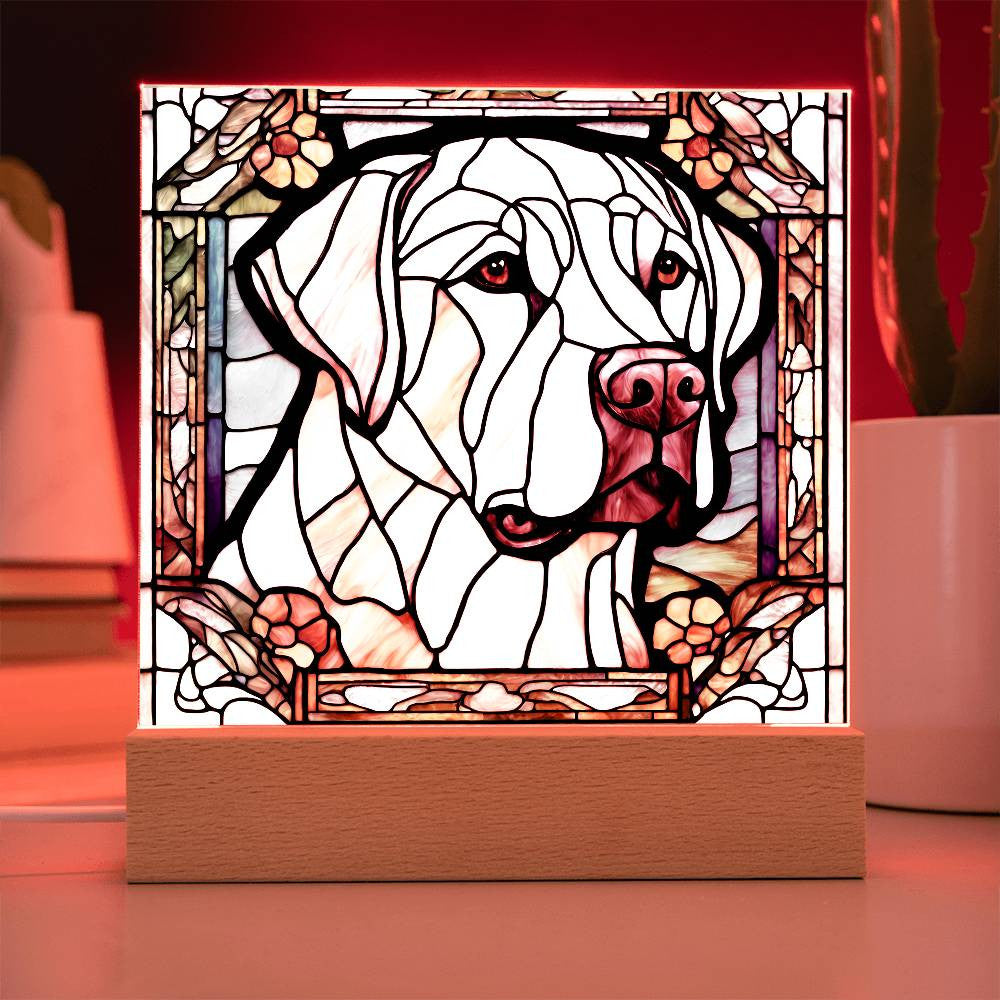 Cute Labrador retriever Acrylic Plaque, Lab Mom Gift, Housewarming gift for pet owner, Faux stained glass bedside lamp, Labdrador Decor, Birthday gift for lab Mom Labrador Lover-[product type]