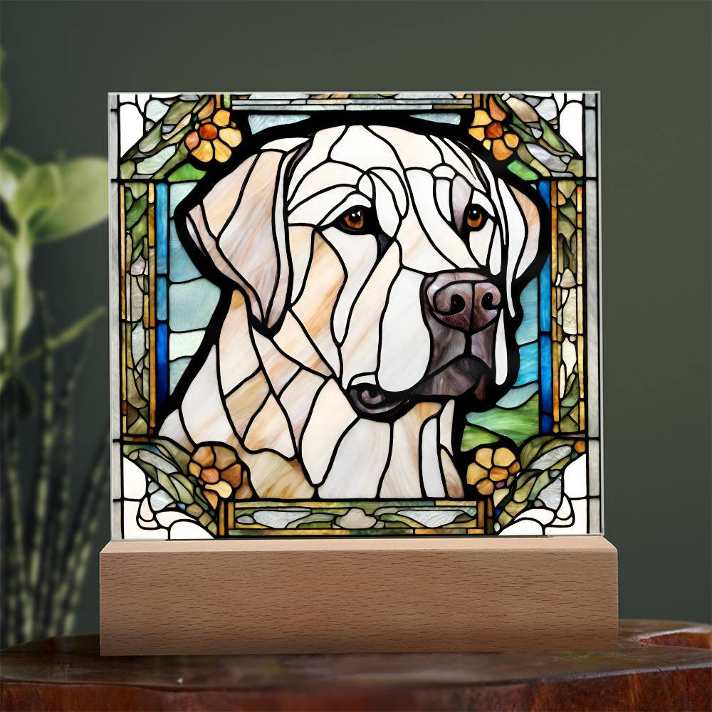 Cute Labrador retriever Acrylic Plaque, Lab Mom Gift, Housewarming gift for pet owner, Faux stained glass bedside lamp, Labdrador Decor, Birthday gift for lab Mom Labrador Lover-[product type]