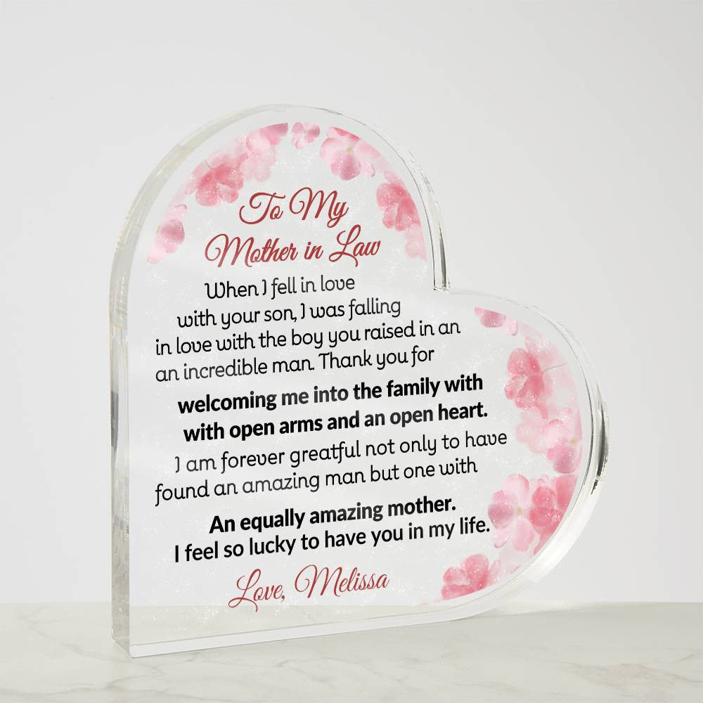 Mother in Law Heart Acrylic Plaque-[product type]