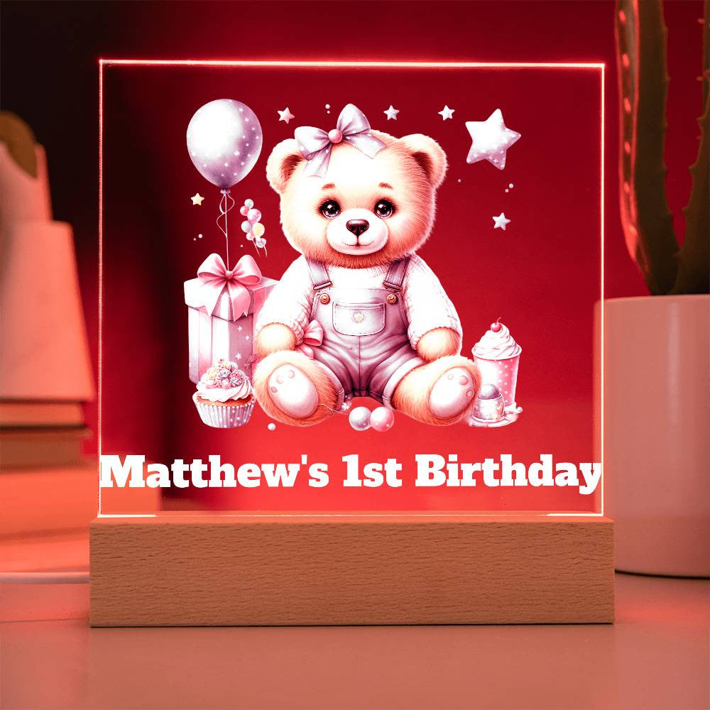 Teddy Bear Lighted Birthday Sign or Nightlight-[product type]