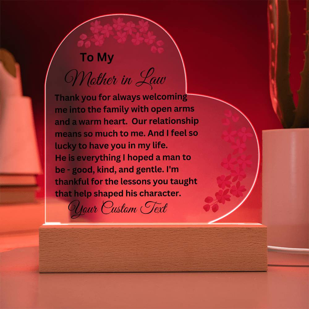 Mother in Law Acrylic Heart Plaque-[product type]