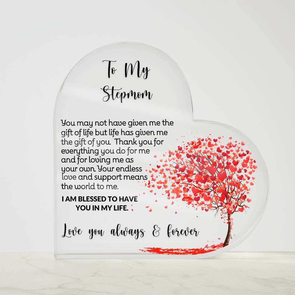 To My Stepmom Acrylic Heart Gift-[product type]