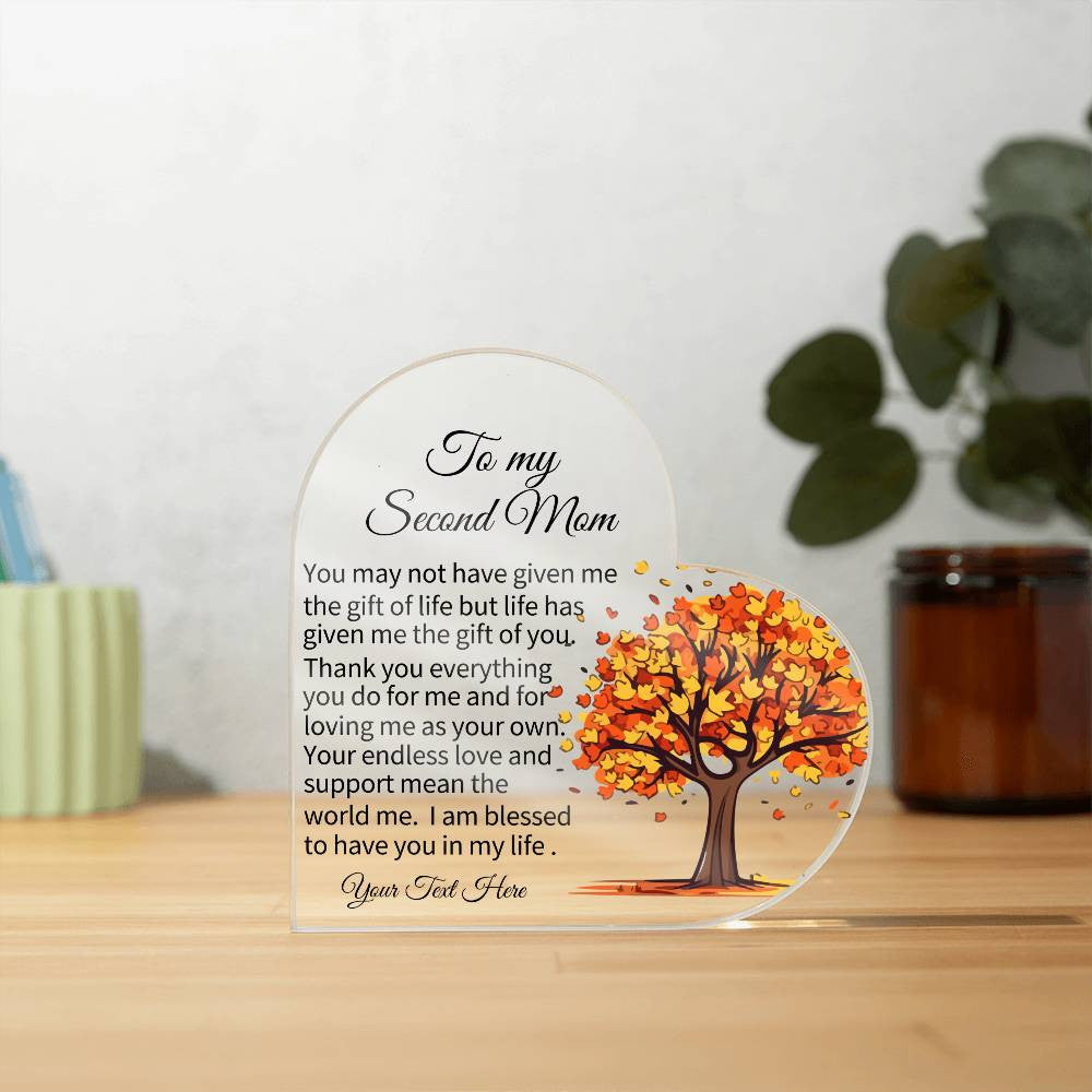 To My Second Mom Acrylic Heart Plaque-[product type]