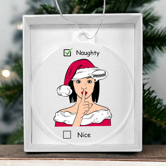 Naughty or Nice Christmas Ornament - Couple Gift Funny Holiday Decor for Husband  Round Acrylic Tree Ornament-[Heartfelt Family Gift]