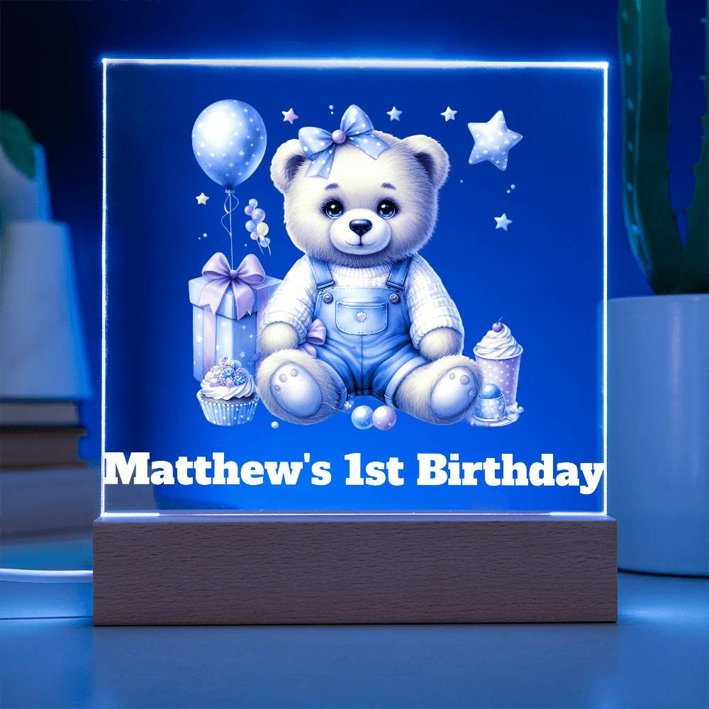 Teddy Bear Lighted Birthday Sign or Nightlight-[product type]