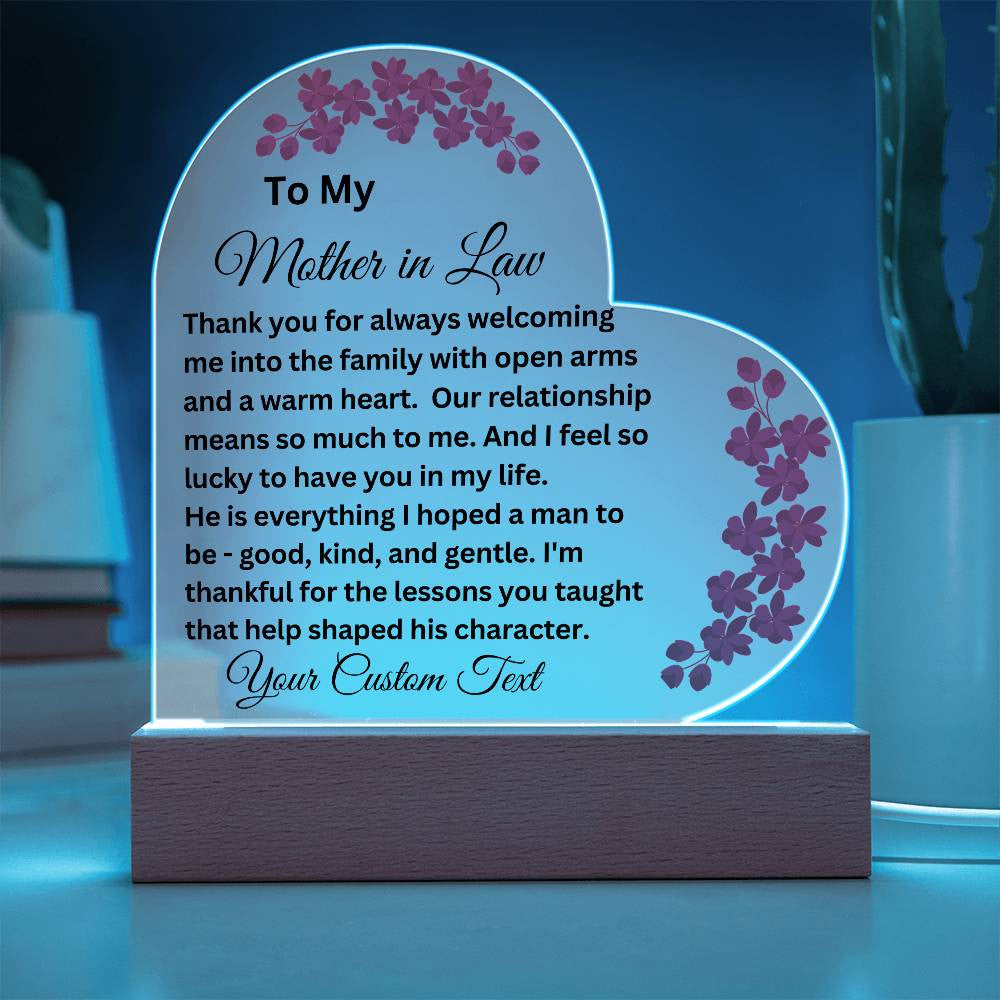 Mother in Law Acrylic Heart Plaque-[product type]