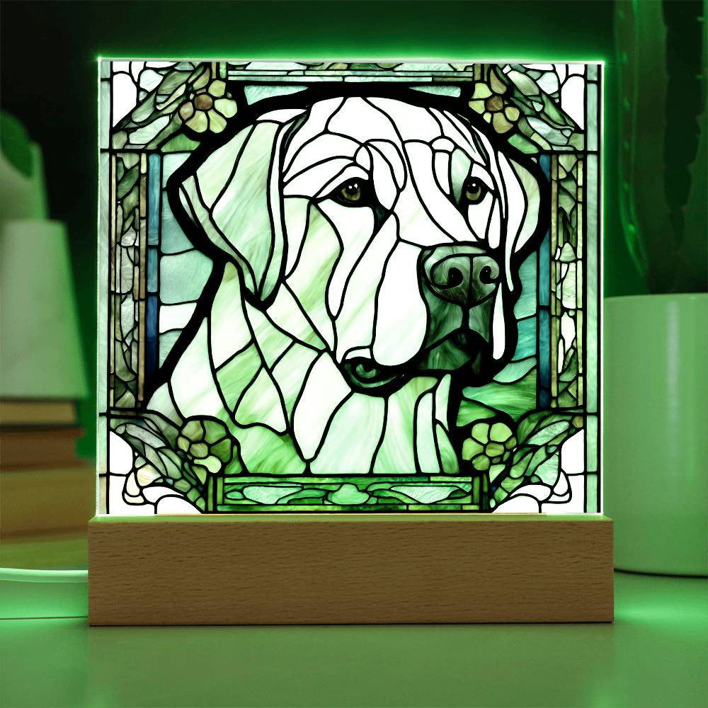 Cute Labrador retriever Acrylic Plaque, Lab Mom Gift, Housewarming gift for pet owner, Faux stained glass bedside lamp, Labdrador Decor, Birthday gift for lab Mom Labrador Lover-[product type]