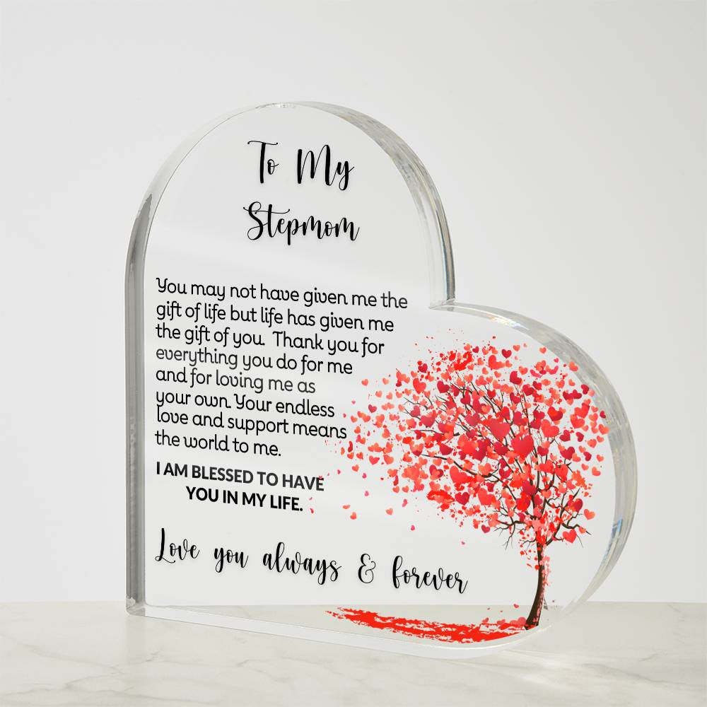 To My Stepmom Acrylic Heart Gift-[product type]