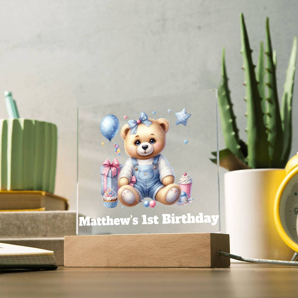 Teddy Bear Lighted Birthday Sign or Nightlight-[product type]