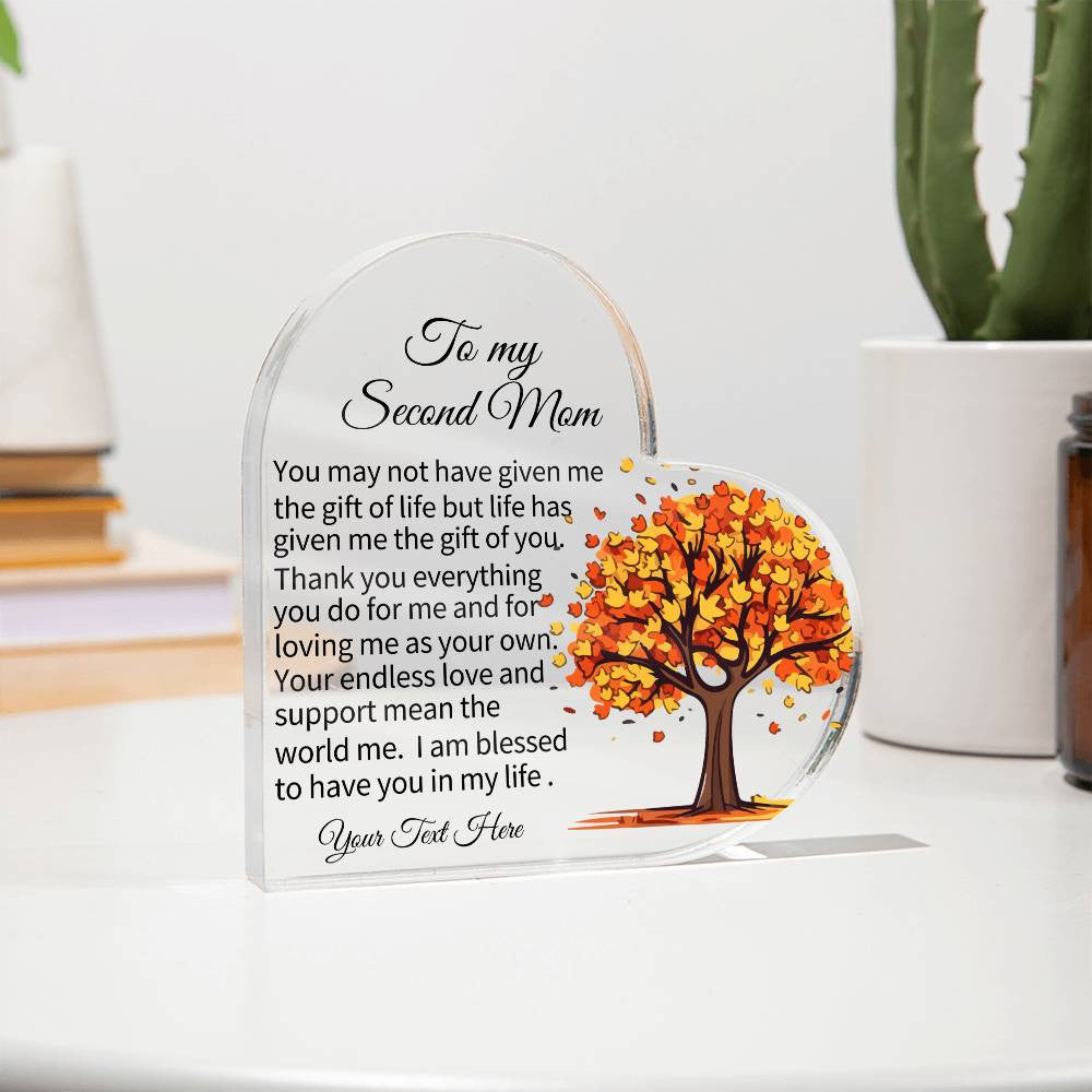 To My Second Mom Acrylic Heart Plaque-[product type]