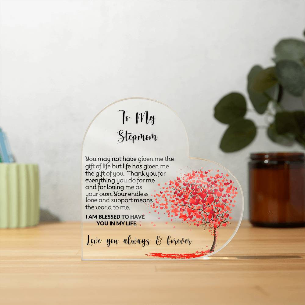 To My Stepmom Acrylic Heart Gift-[product type]