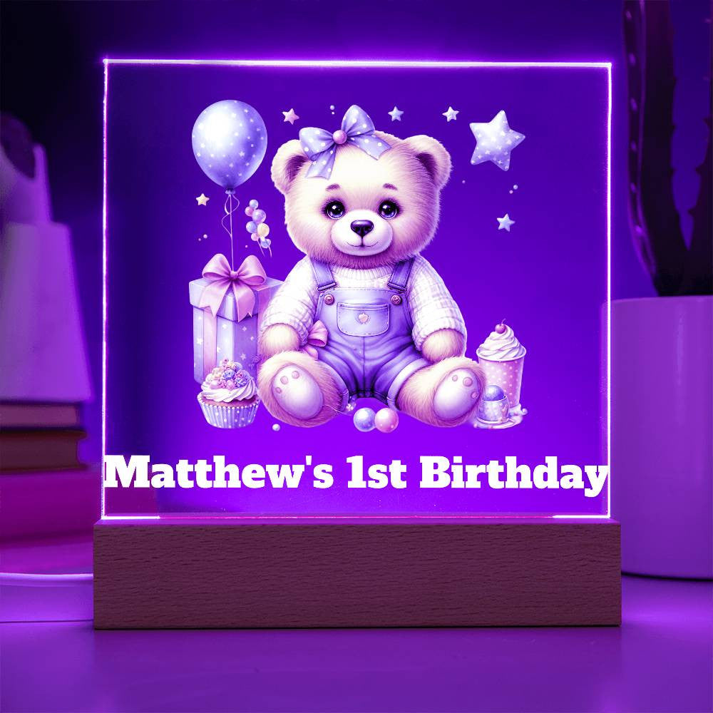 Teddy Bear Lighted Birthday Sign or Nightlight-[product type]