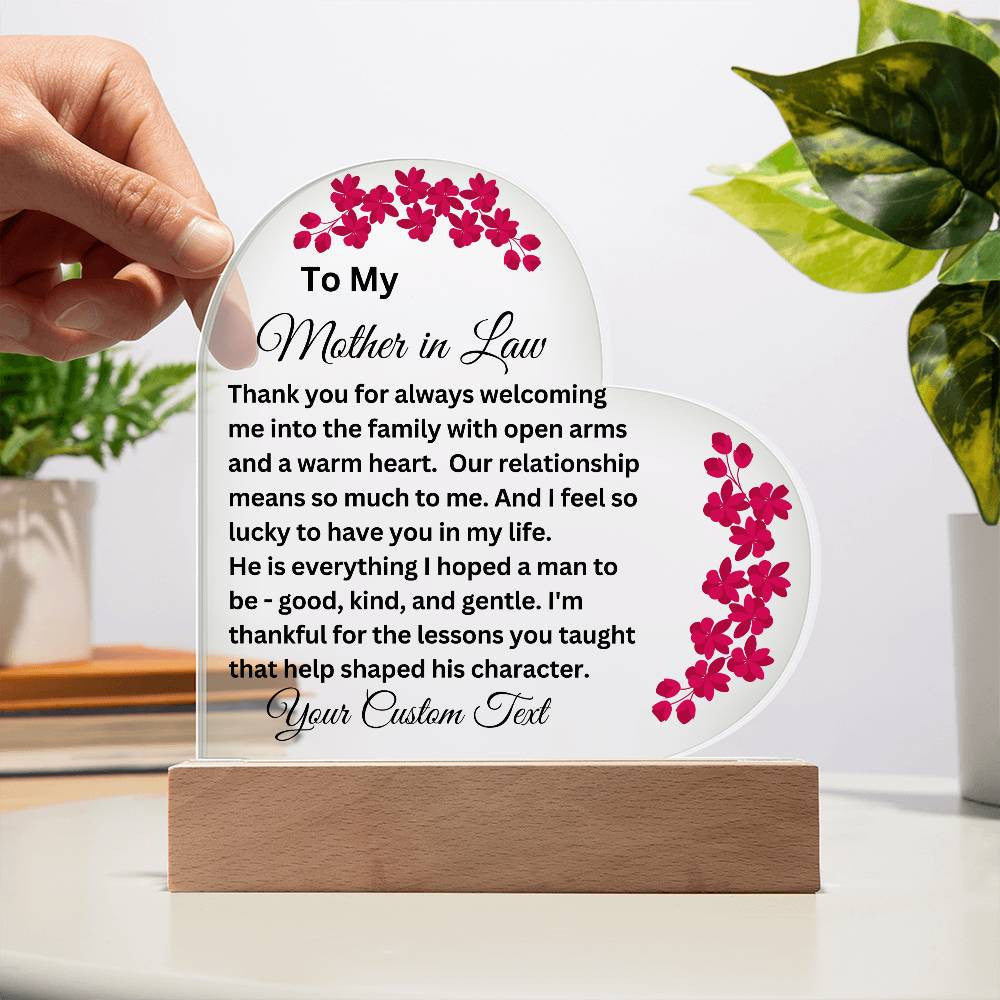 Mother in Law Acrylic Heart Plaque-[product type]