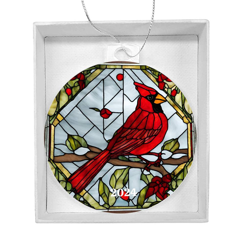 Cardinal Acrylic Christmas Tree Ornament-[product type]