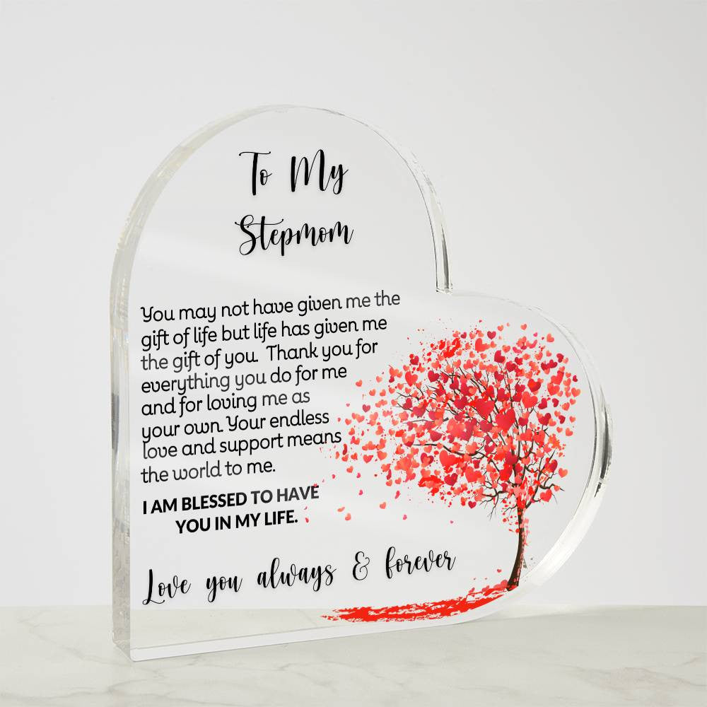 To My Stepmom Acrylic Heart Gift-[product type]