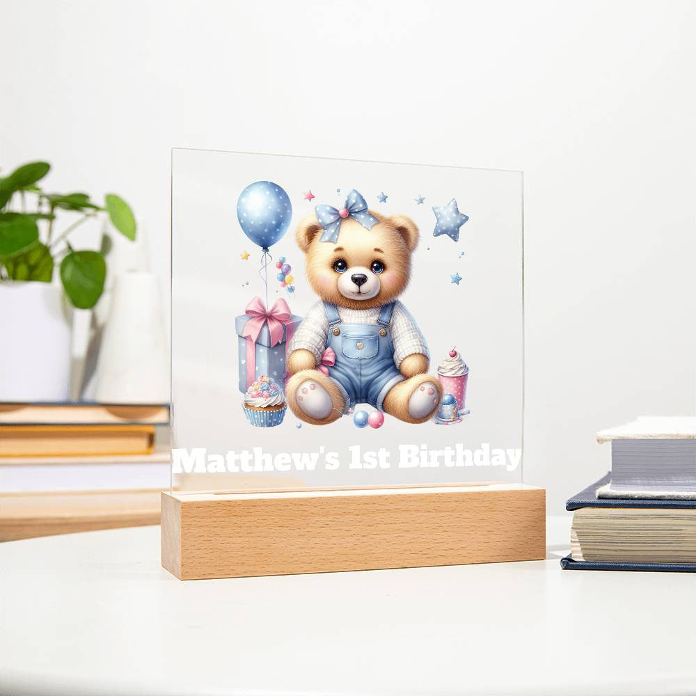 Teddy Bear Lighted Birthday Sign or Nightlight-[product type]