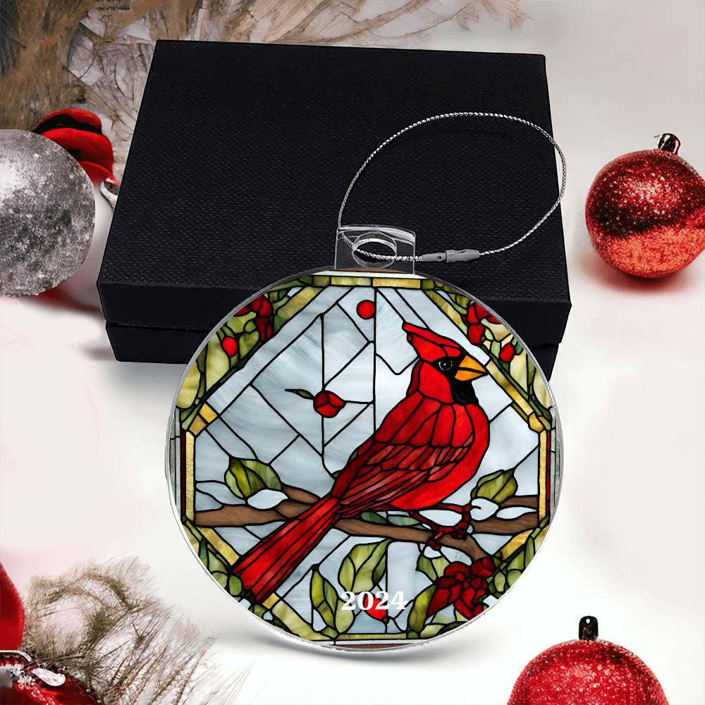 Cardinal Acrylic Christmas Tree Ornament-[product type]