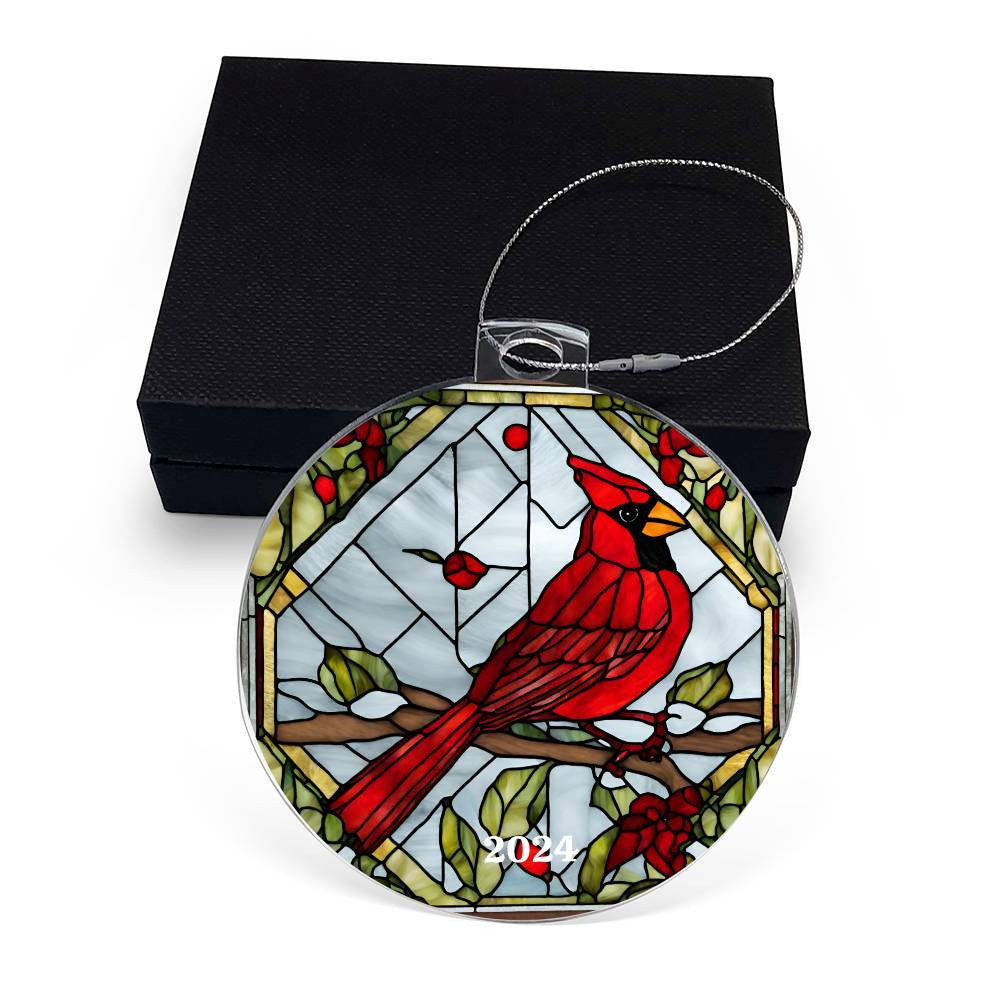 Cardinal Acrylic Christmas Tree Ornament-[product type]