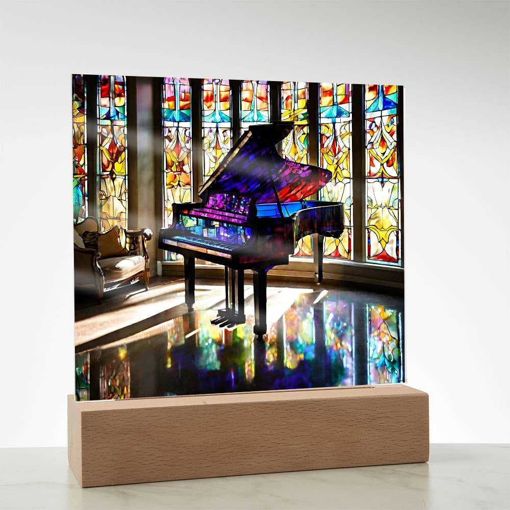 Simulated Stained Glass Piano, Led Light Piano Art, Piano Player Gift, Musician Gift, Christmas Gift for Her,  Piano Picture-[product type]