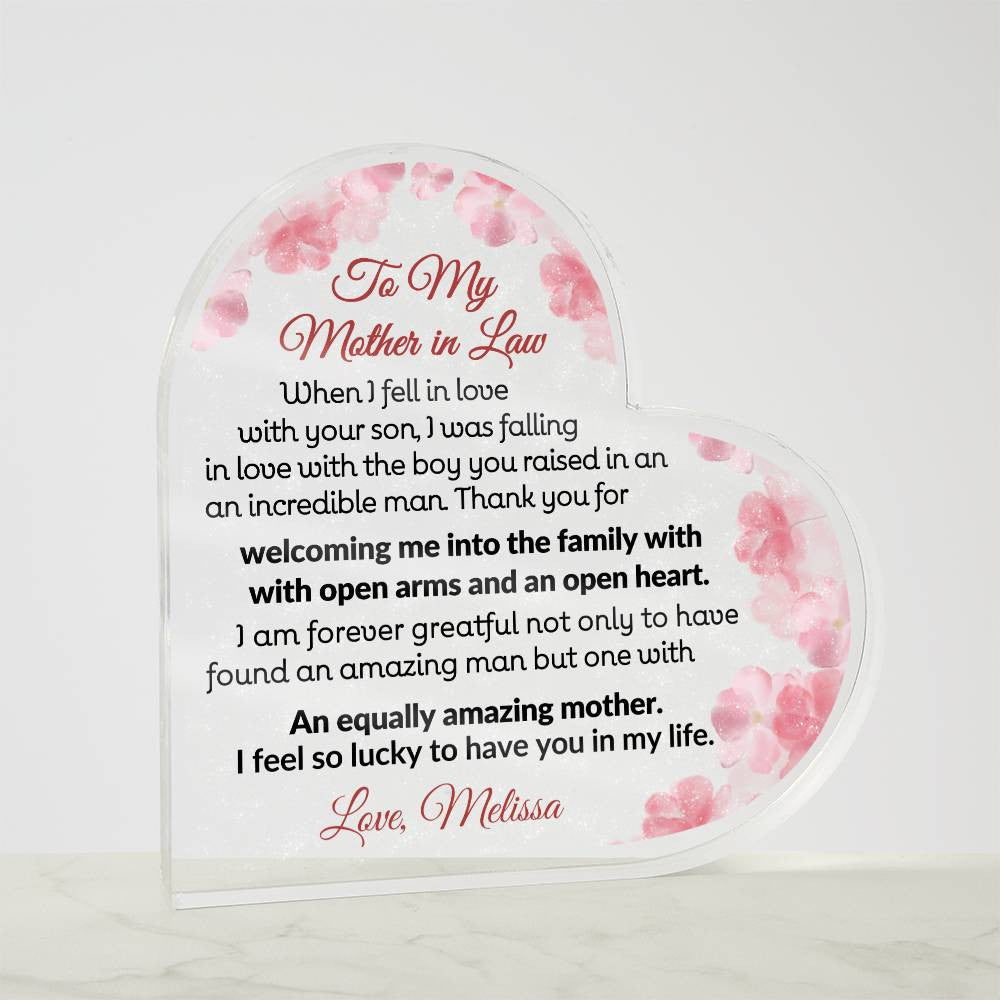 Mother in Law Heart Acrylic Plaque-[product type]