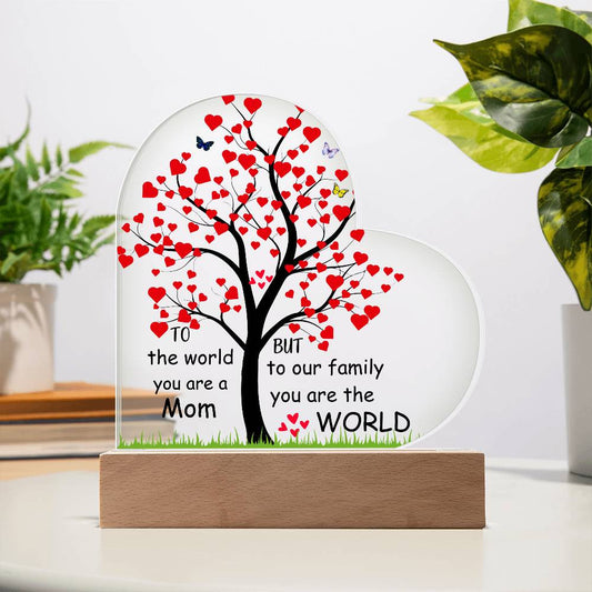 Mom You Are The World To Us Lighted Acrylic Heart Plaque-[product type]