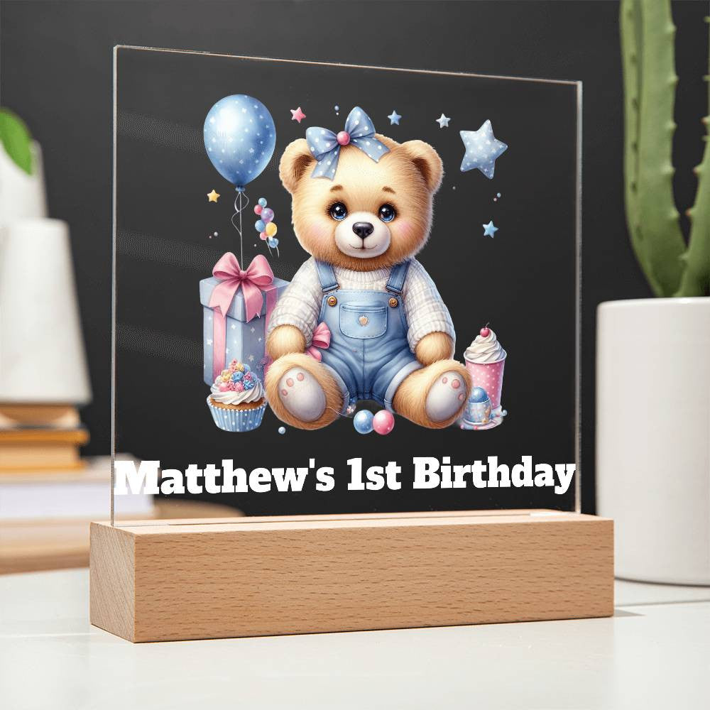 Teddy Bear Lighted Birthday Sign or Nightlight-[product type]