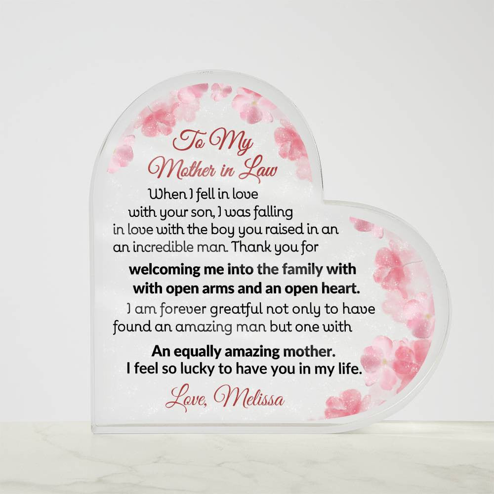 Mother in Law Heart Acrylic Plaque-[product type]