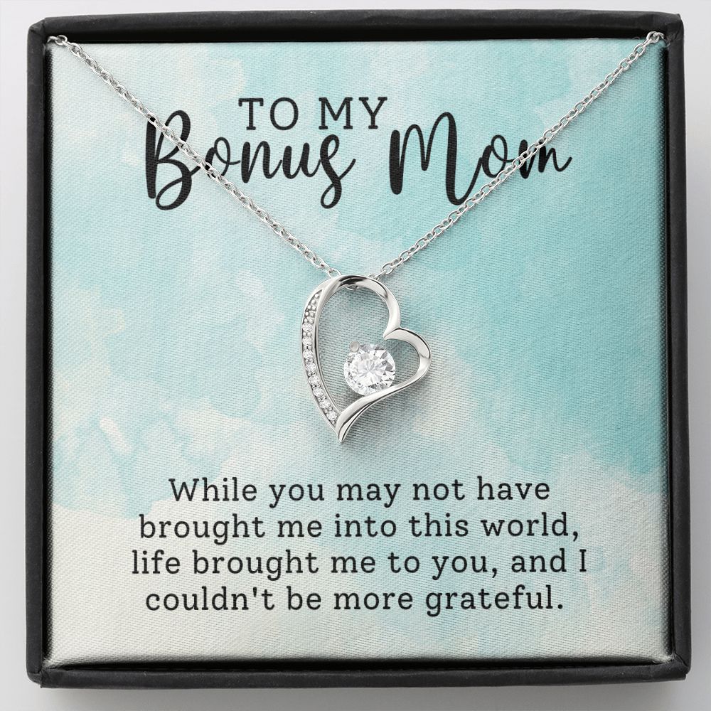 Bonus Mom Grateful Forever Love Heart Necklace-FashionFinds4U