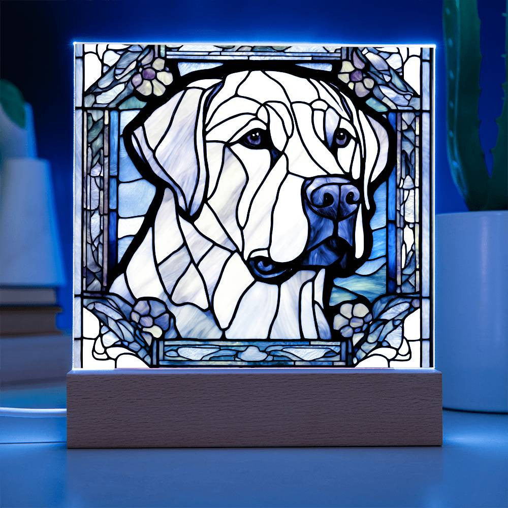 Cute Labrador retriever Acrylic Plaque, Lab Mom Gift, Housewarming gift for pet owner, Faux stained glass bedside lamp, Labdrador Decor, Birthday gift for lab Mom Labrador Lover-[product type]