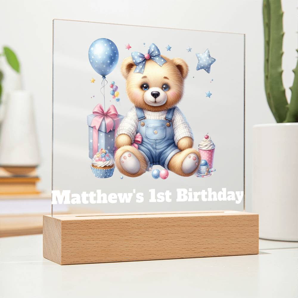 Teddy Bear Lighted Birthday Sign or Nightlight-[product type]