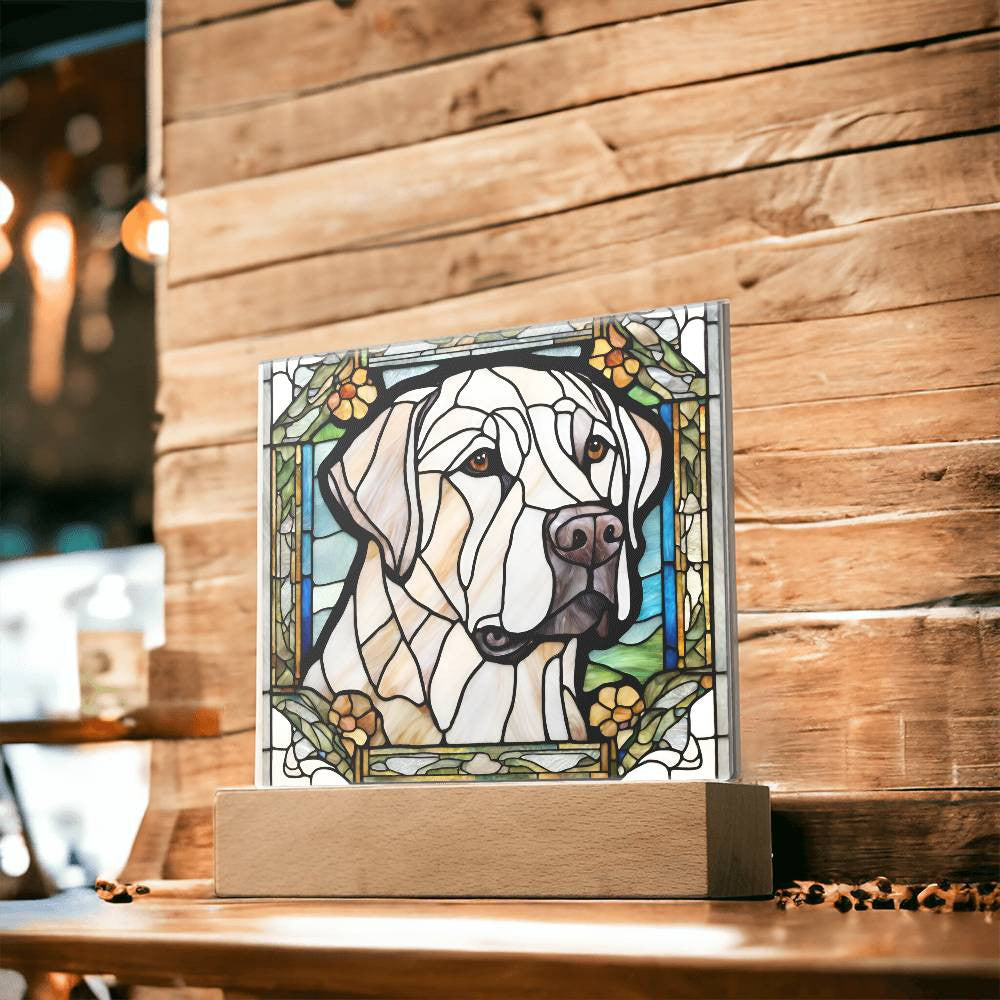 Cute Labrador retriever Acrylic Plaque, Lab Mom Gift, Housewarming gift for pet owner, Faux stained glass bedside lamp, Labdrador Decor, Birthday gift for lab Mom Labrador Lover-[product type]