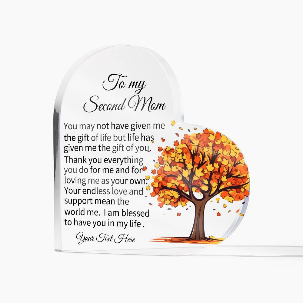 To My Second Mom Acrylic Heart Plaque-[product type]