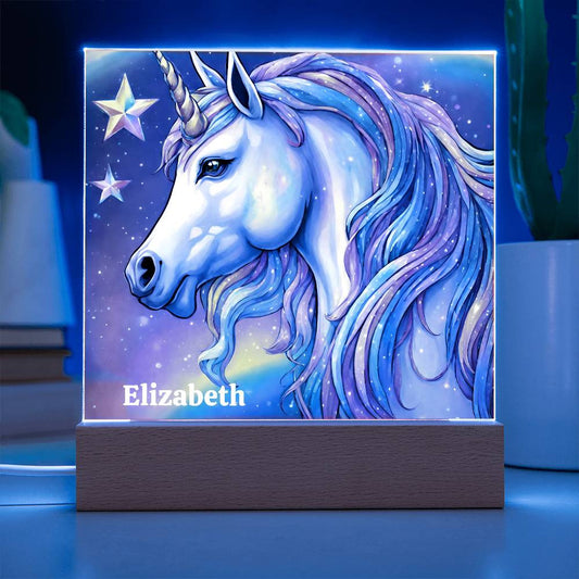 Unicorn Stained Glass Acrylic Plaque, Unicorn Picture, Unicorn Nightlight, Gift for Niece, Gift for Daughter, Christmas Gift-[product type]