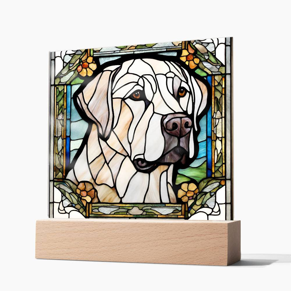 Cute Labrador retriever Acrylic Plaque, Lab Mom Gift, Housewarming gift for pet owner, Faux stained glass bedside lamp, Labdrador Decor, Birthday gift for lab Mom Labrador Lover-[product type]