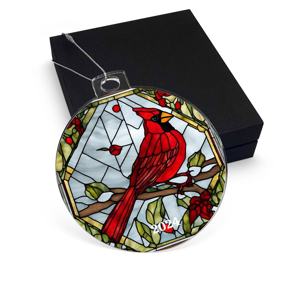 Cardinal Acrylic Christmas Tree Ornament-[product type]