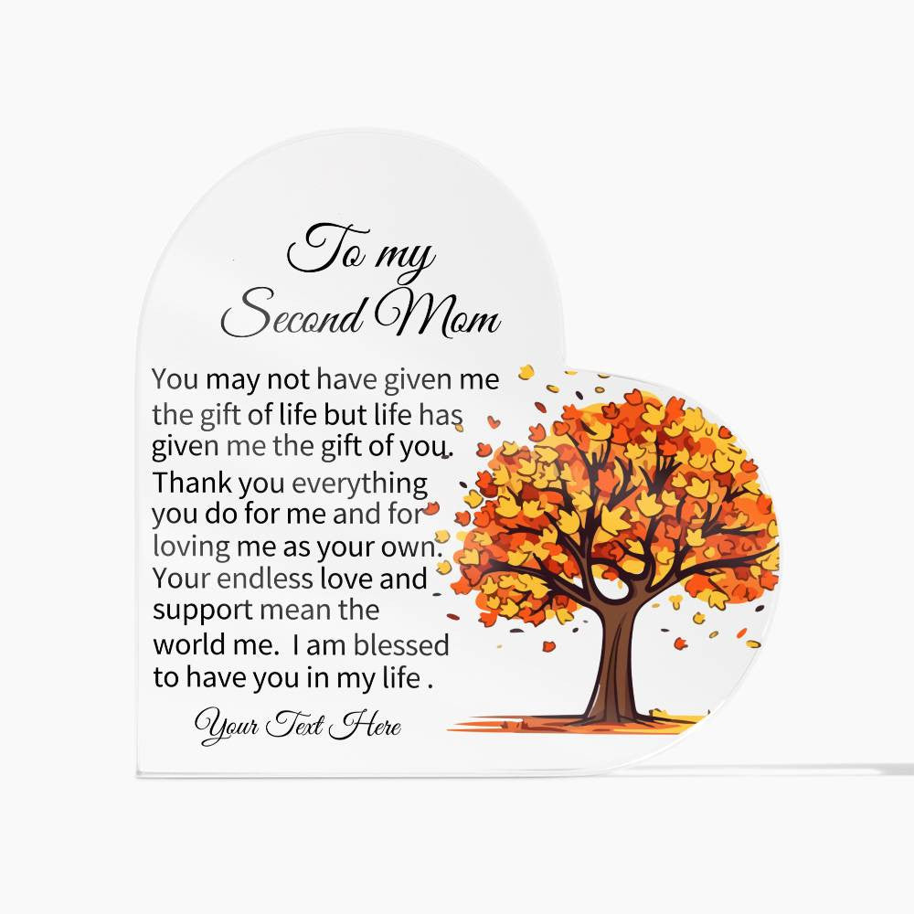 To My Second Mom Acrylic Heart Plaque-[product type]