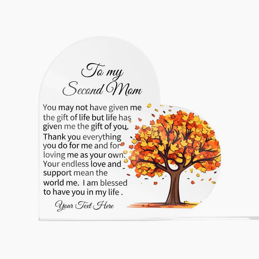 To My Second Mom Acrylic Heart Plaque-[product type]